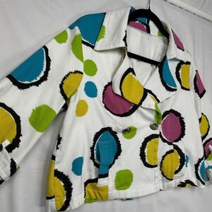 John Paul Richard Cropped Mod Polka Dot Jacket PM Statement Blazer Bold Abstract